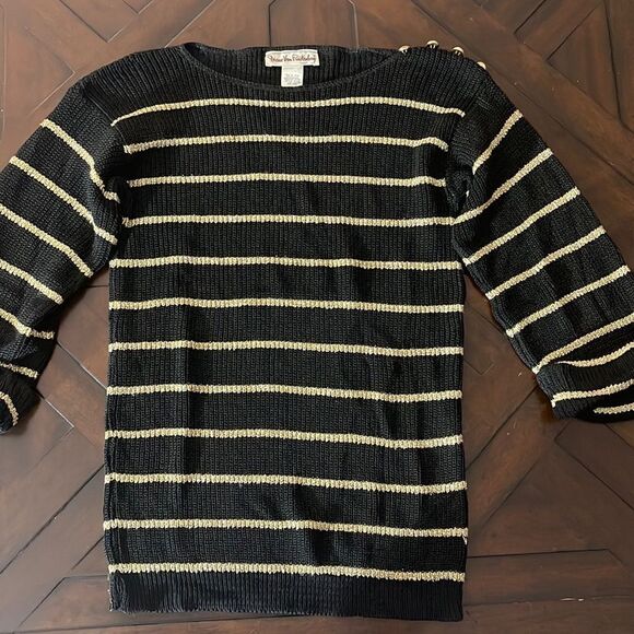 Vintage Diane Von Furstenberg black metallic gold sweater - Picture 11 of 11